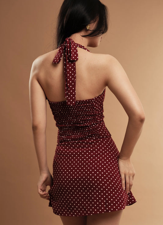 Kelly Top - Polka Dot - Maroon