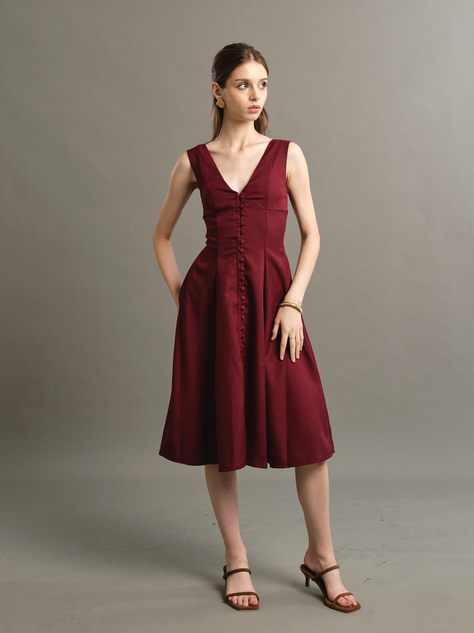 Elizabeth Dress - Maroon