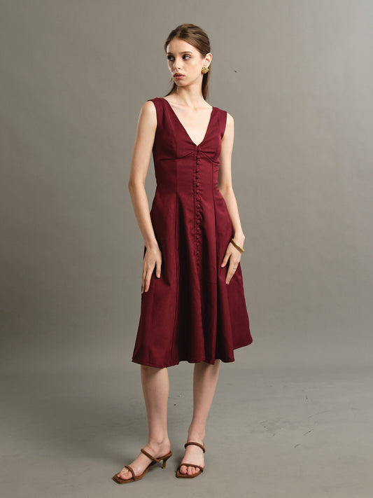 Elizabeth Dress - Maroon