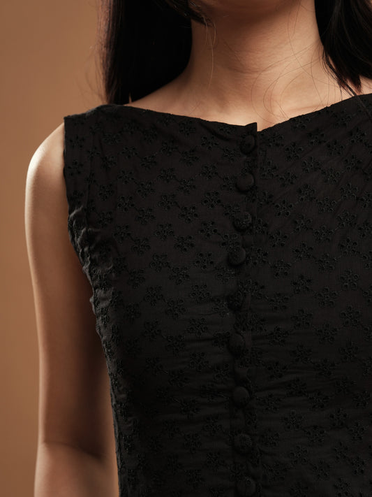 Emmeline Milkmaid Dress - Black