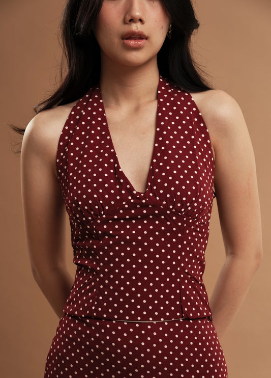 Kelly Top - Polka Dot - Maroon