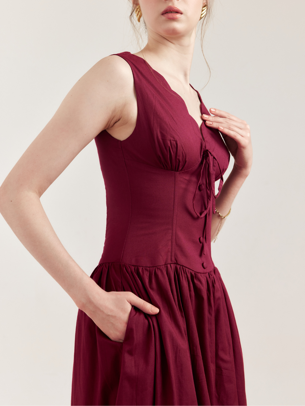 Clementine Dress - Maroon
