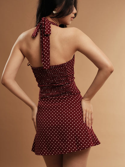 Kelly Top - Polka Dot - Maroon