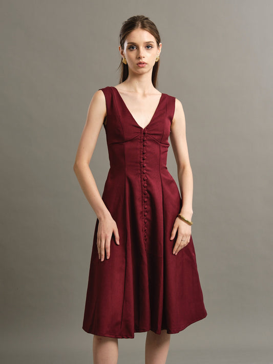 Elizabeth Dress - Maroon