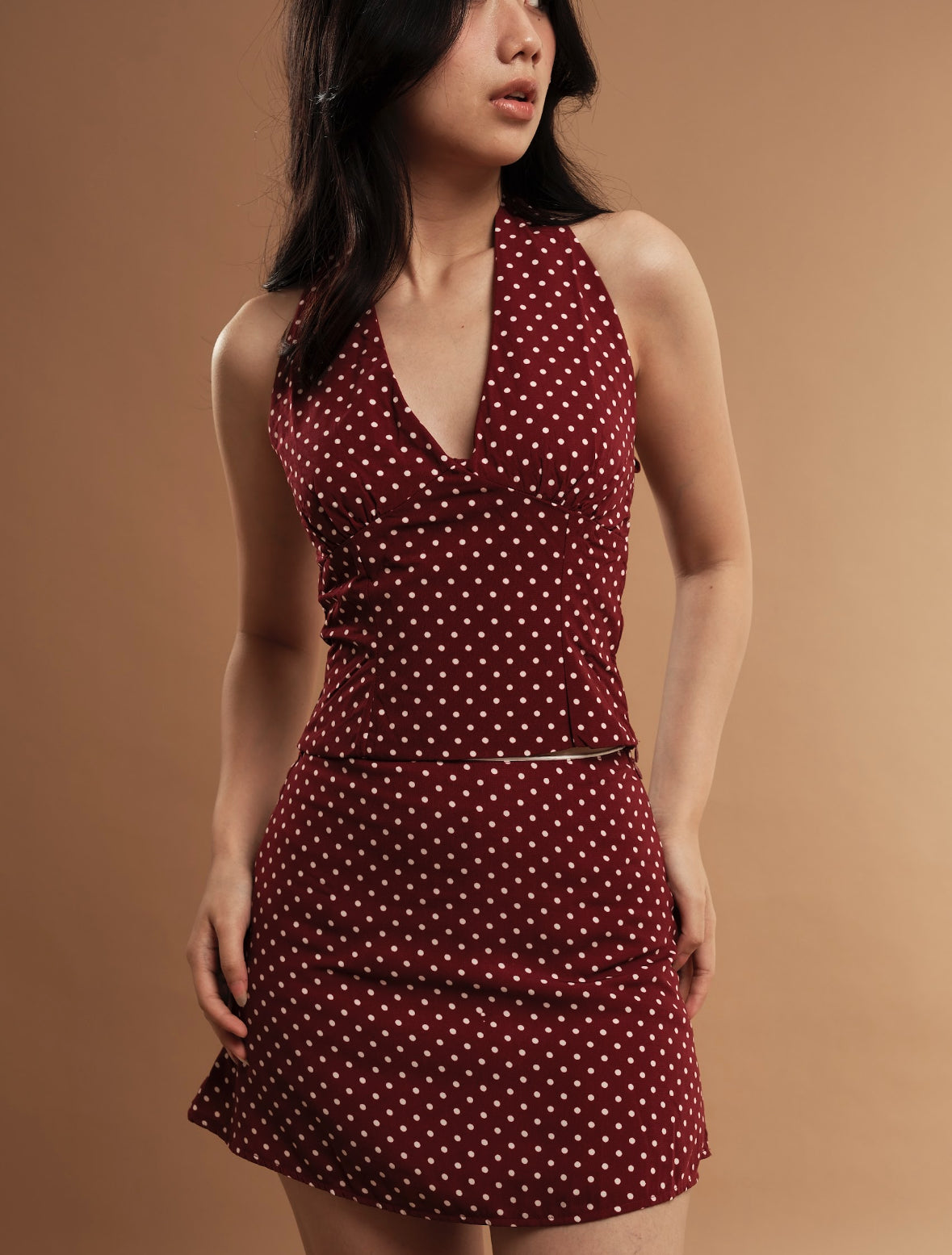 Kelly Top - Polka Dot - Maroon