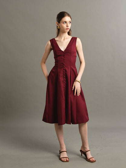 Elizabeth Dress - Maroon