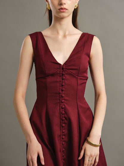 Elizabeth Dress - Maroon