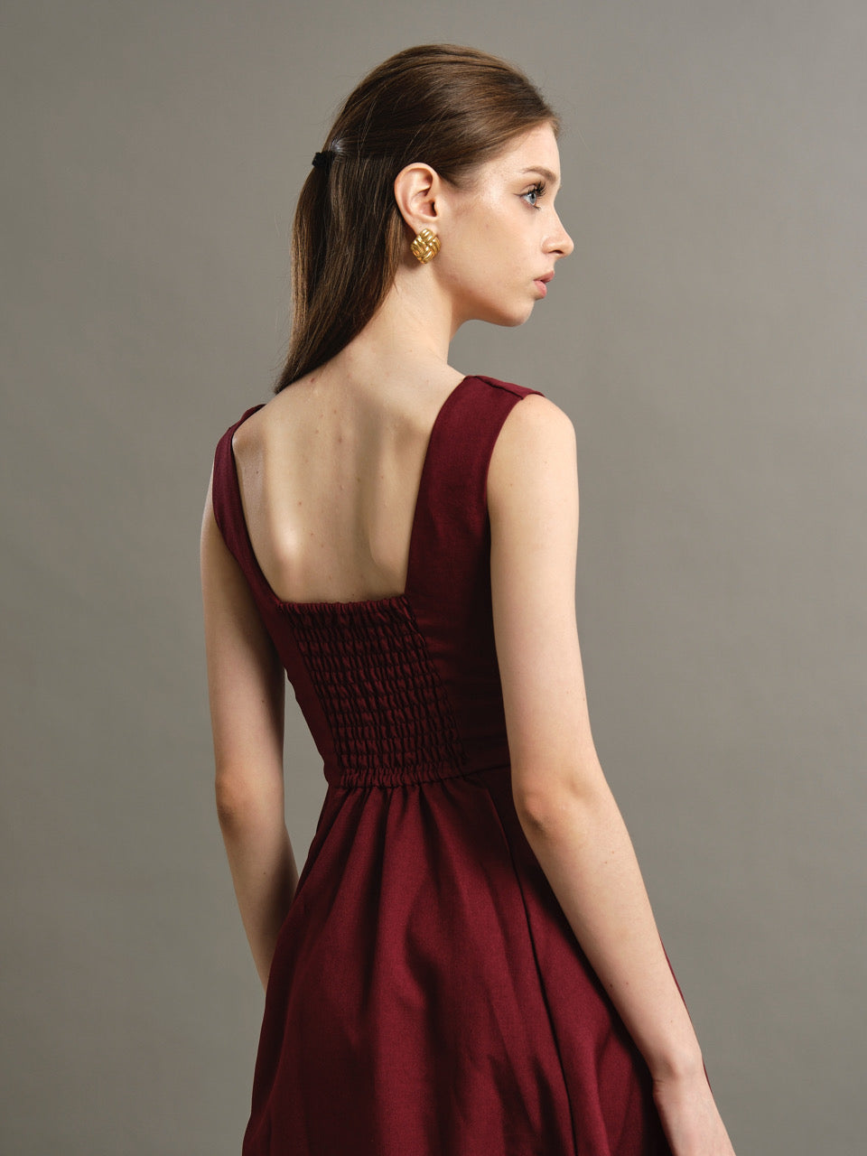 Elizabeth Dress - Maroon