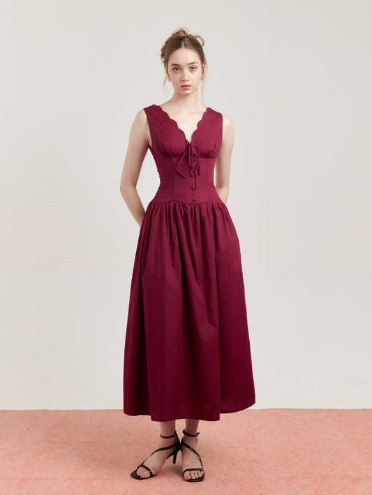 Clementine Dress - Maroon
