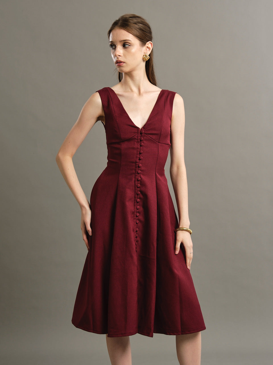 Elizabeth Dress - Maroon