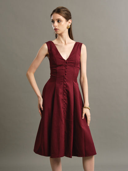 Elizabeth Dress - Maroon