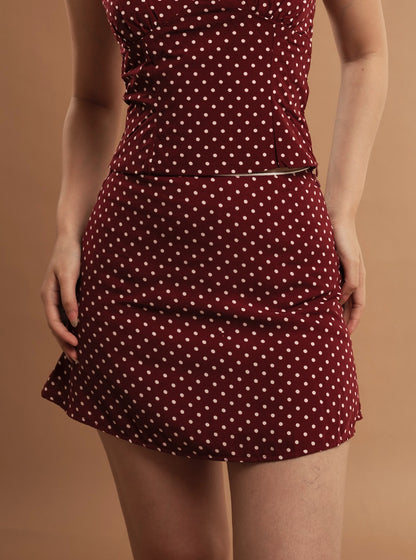 Brooklyn Mini Skirt - Polka Dot - Maroon